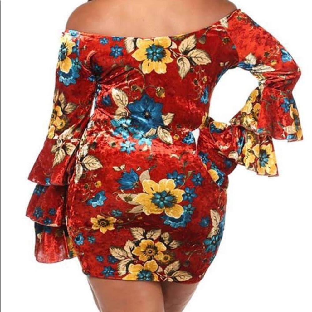 It’s Fall are you ready Floral Velvet Dress - Picture 2 of 2